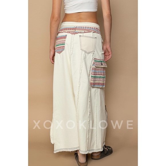 POL Retro Y2K Patchwork Denim Cargo Maxi Skirt A Line - Picture 5 of 12